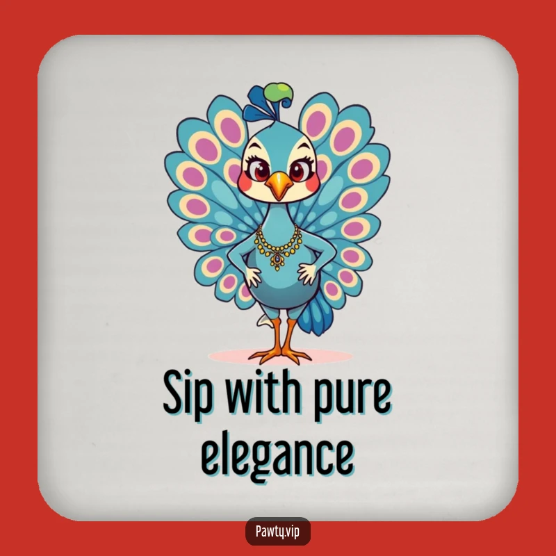 Funny Peacock Coaster Set: Confident Strutting Bird Drink Protector, Humorous Gift