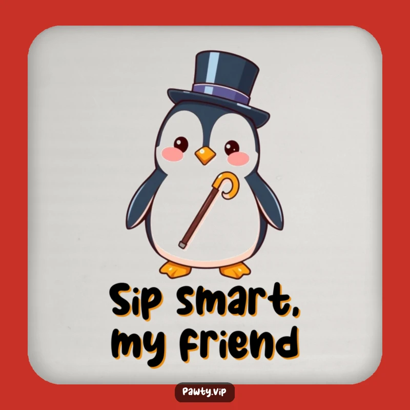 Funny Penguin Coaster: Protect Surfaces with Dapper Flair!