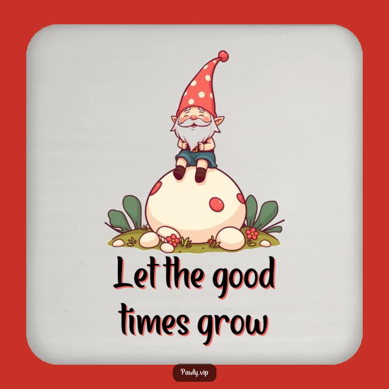 Funny Gnome Coaster Set: Cheerful Mushroom Rider Protects, Whimsical Gift