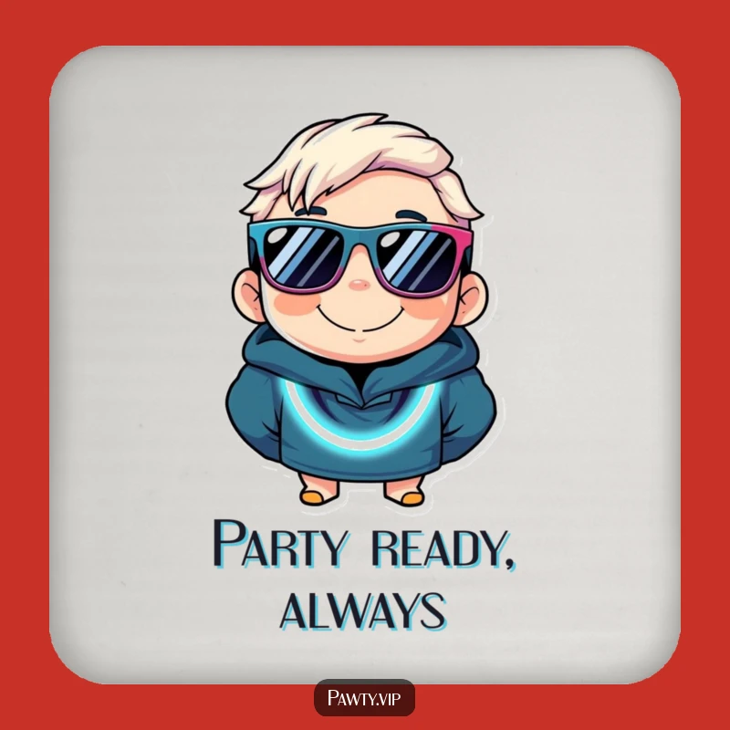 Funny Neon Party Character Coaster: Protect Surfaces, Sunglasses, Fun Table Decor Gift