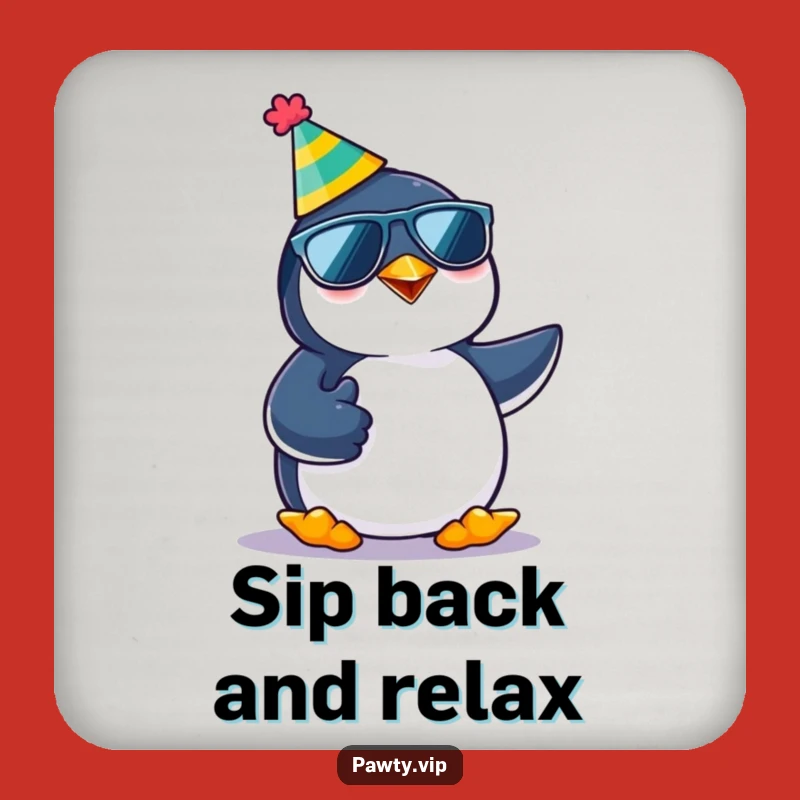 Funny Party Penguin Thumbs Up Coasters: Protect Your Surfaces with Hilarious Cool Style