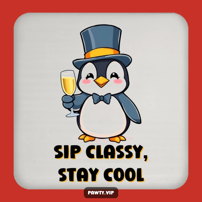 Funny Penguin Gala Coasters: Sophisticated Table Protection Gift Set
