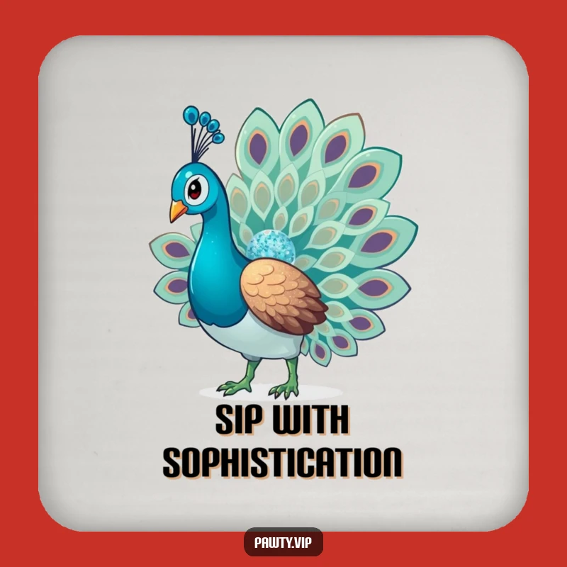 Funny Glitter Peacock Coasters: Glamorous Protection, Sparkling Set, Chic Funny Gift