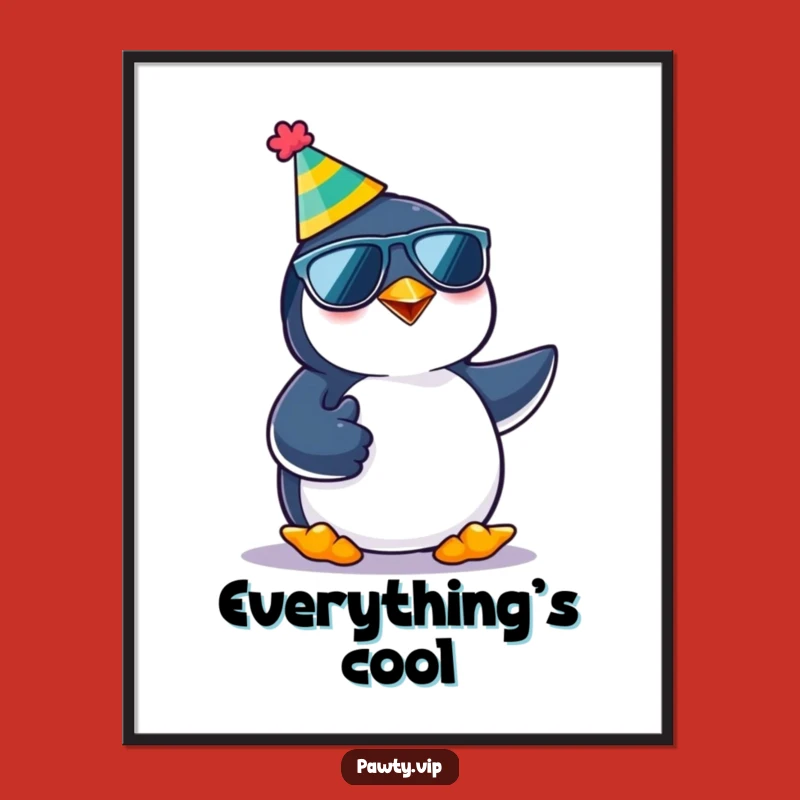 Funny Party Penguin Thumbs Up Poster: Add Cool Vibes and Humor to Your Walls