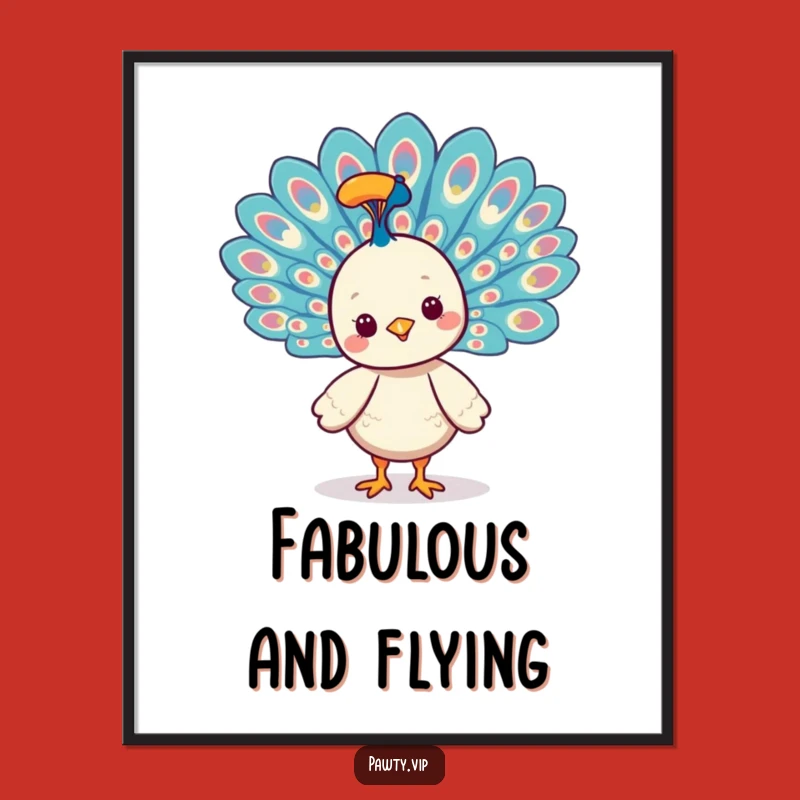 Funny Kawaii Peacock Pride Poster: Decorate with Beauty and Vibrant Feather Displays