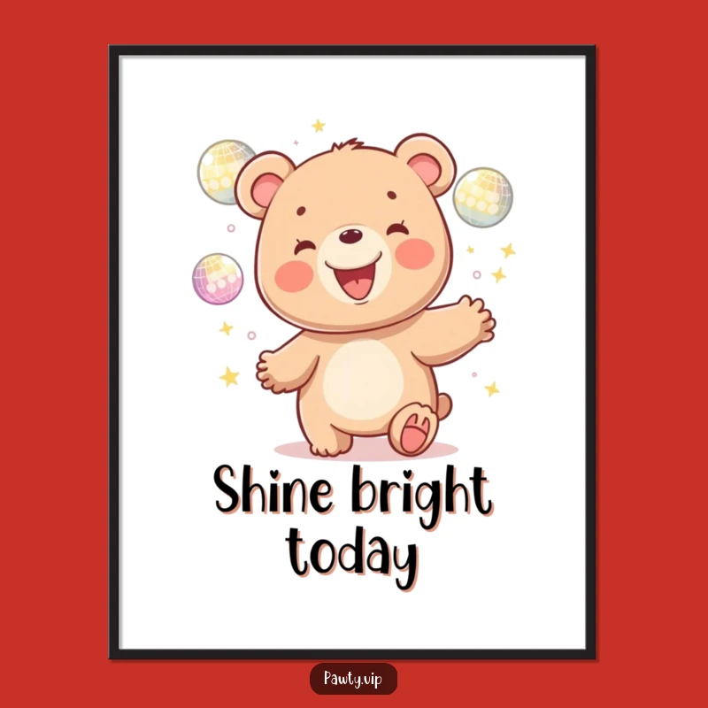 Funny Disco Bear Juggling Poster: Add Retro Vibes and Humor to Your Walls