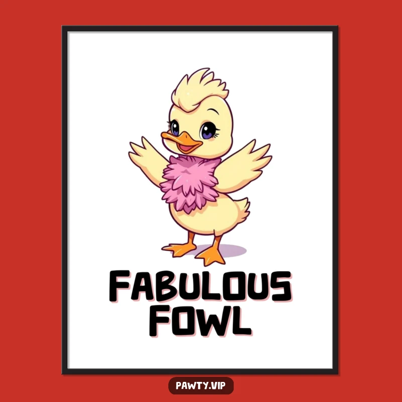 Funny Duck Diva Poster, Feather Boa Art, Glamorous Decor, Hilarious Gift Idea