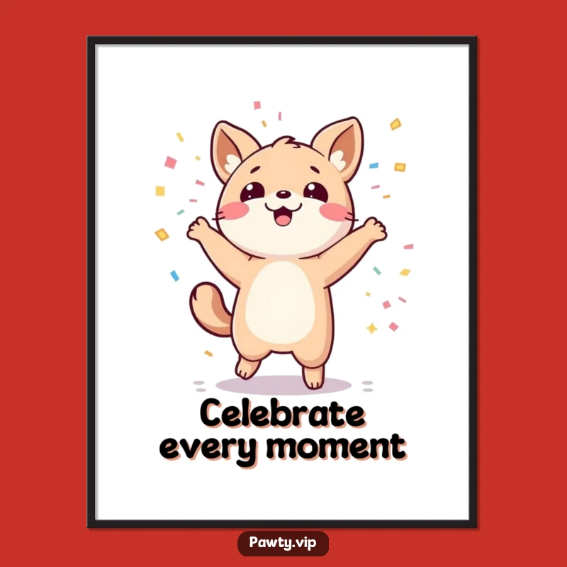 Funny Kawaii Animal Dance Party Poster - Festive Wall Art Gift