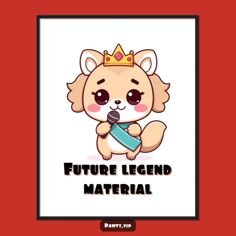 Funny Kawaii Animal Microphone Diva Poster - Wall Art Gift