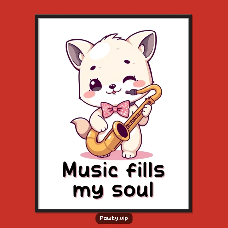 Funny Kawaii Animal Saxophone Solo Poster - Cool Wall Art Gift