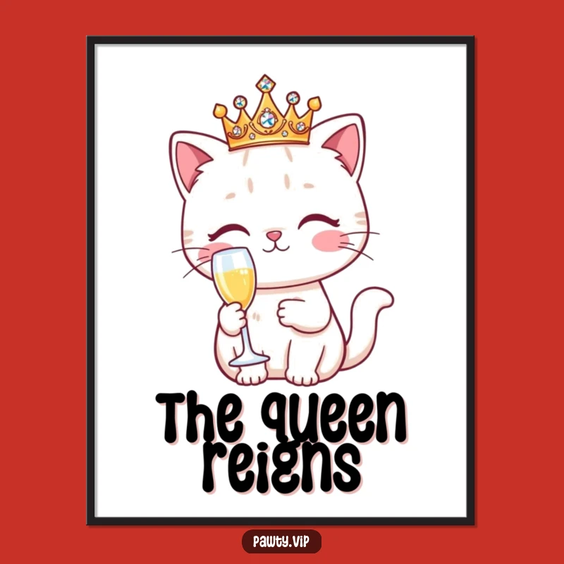 Funny Kawaii Cat Poster: Chic Feline Art, Hilarious Wall Decor Gift Idea