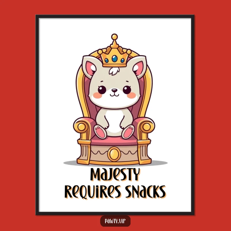 Funny Majestic Animal Throne Poster: Regal Crowned Creature's Royal Wall Art Gift