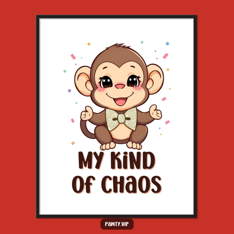 Funny Monkey Bow Tie Confetti Poster: Hilarious Wall Art for Festive Decor