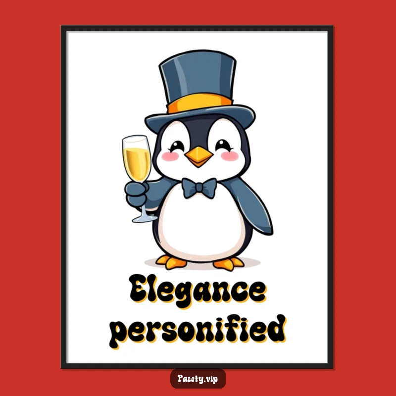 Funny Penguin Gala Poster: Sophisticated Celebration Art Print Gift