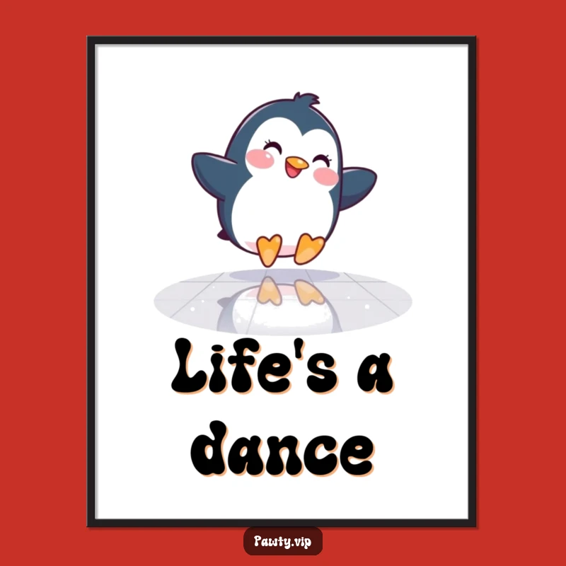 Funny Penguin Mirrored Floor Poster: Hilarious Wall Art for a Groovy Vibe