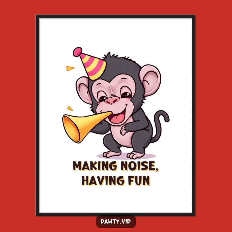 Funny Kawaii Chimp Party Poster: Decorate with Exuberance and Primate Celebration