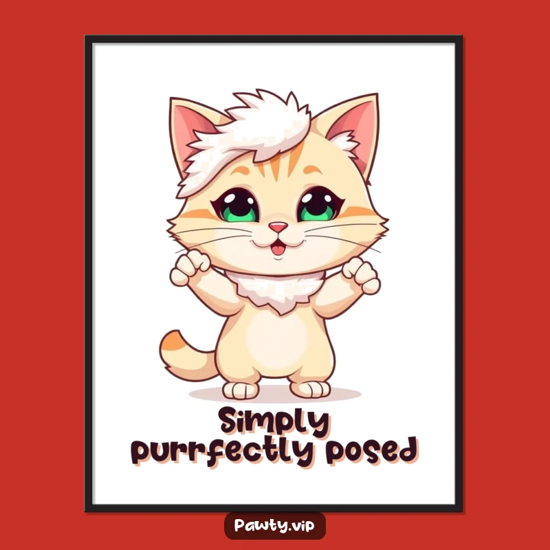 Funny Dramatic Cat Poster: Hilarious Feline Fashion Statement Art