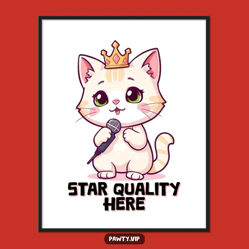 Funny Cat Poster: Star Quality Wall Art for Music Lovers