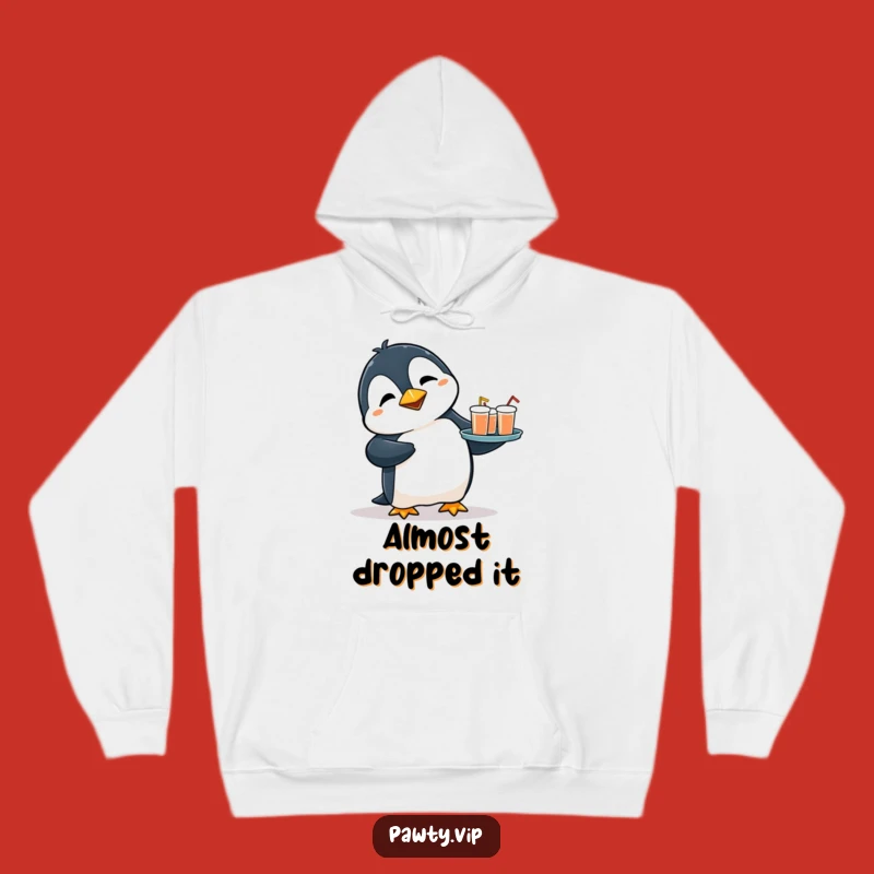 Funny Penguin Drinks Hoodie: Flustered Tripping Penguin Hoodie, Cozy & Humorous Gift