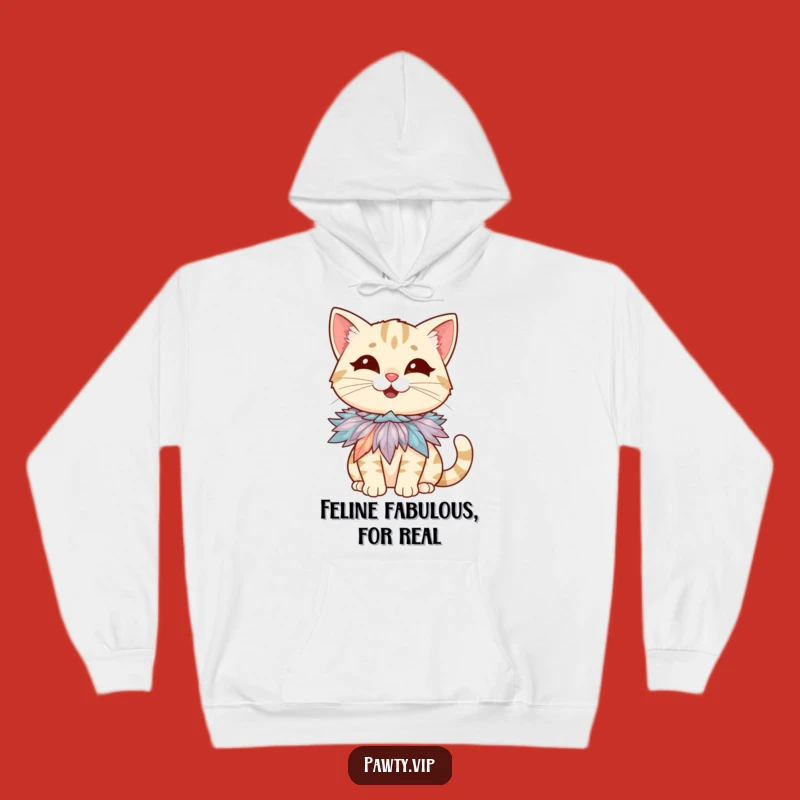 Cozy Funny Giggling Cat Hoodie with Feather Boa Charm!