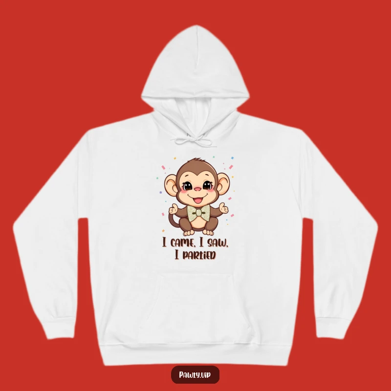 Funny Monkey Glitter Bow Tie Hoodie: Cozy & Hilarious Gift for Festive Fun