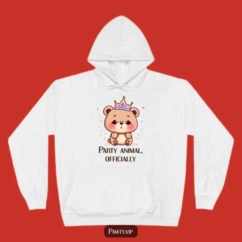 Funny Bear Queen Hoodie, Sparkly Crown Confetti Sweatshirt, Cozy Regal Birthday Gift