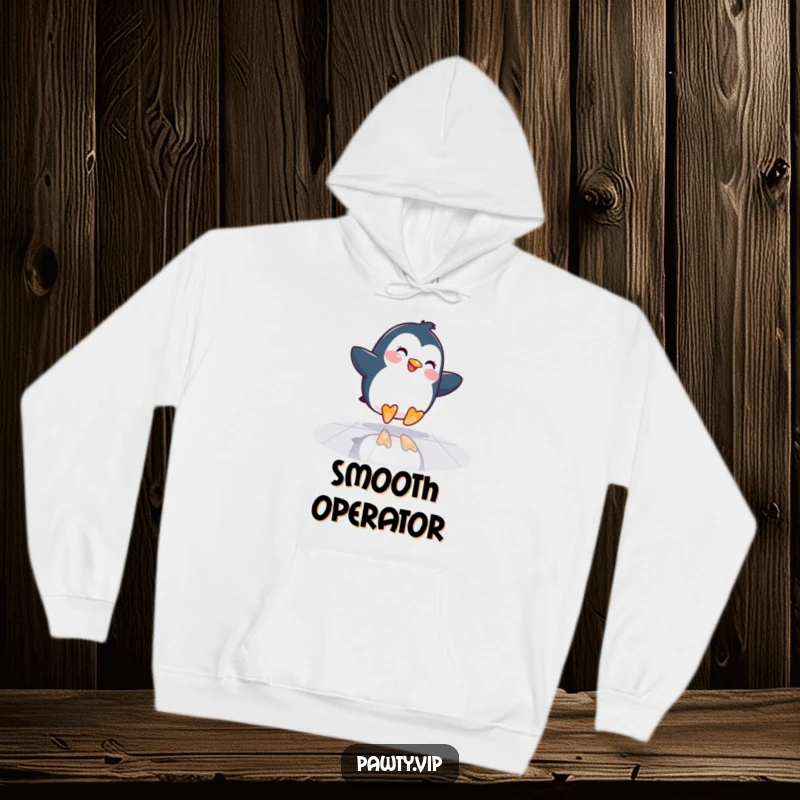 Funny Penguin Hoodie: A happy penguin slides across a mirrored dance floor, bringing humorous warmth and cool vibes.
