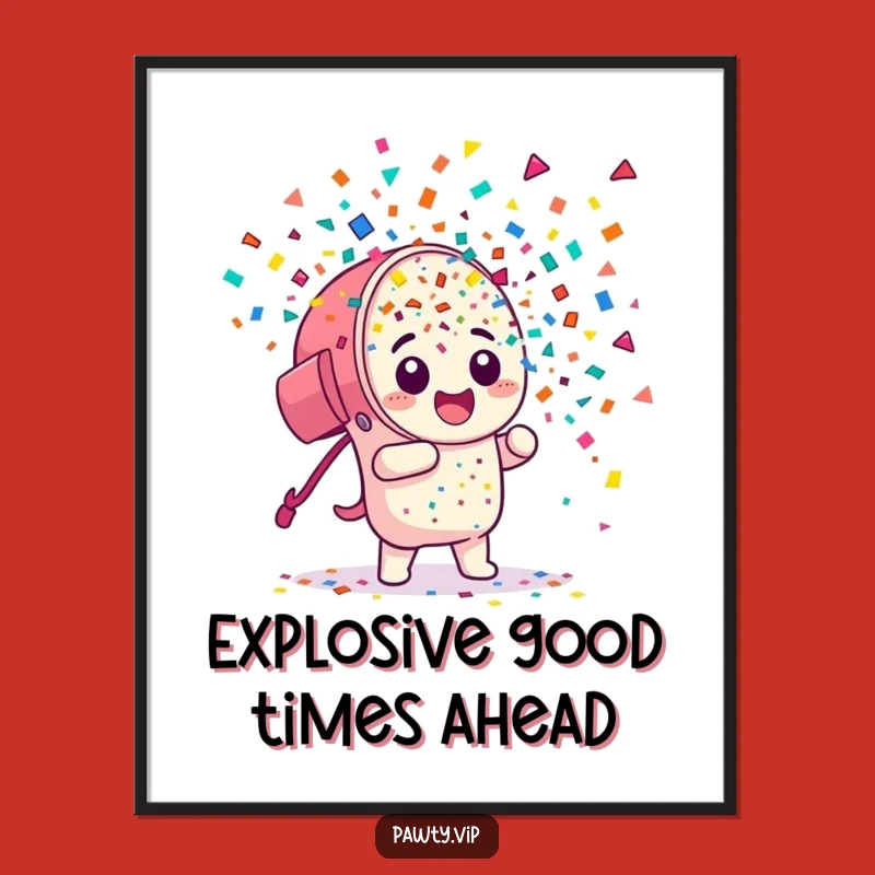 Funny Free Printable Wall Art: Confetti Cannon Character - Quirky Downloadable Decor!