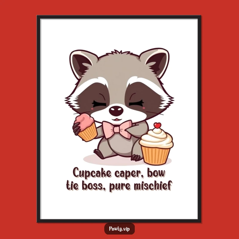 Free Printable Raccoon Wall Art: Mischievous Cupcake Bandit Decor