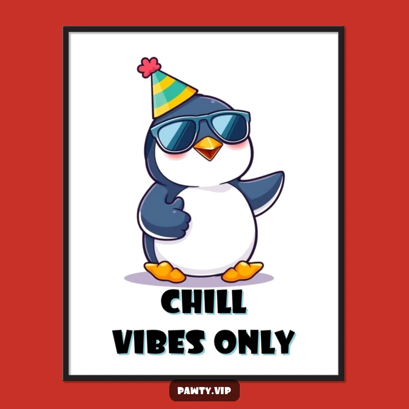 Free Printable Wall Art: Chill Penguin Vibes for Fun, Downloadable Home Decor
