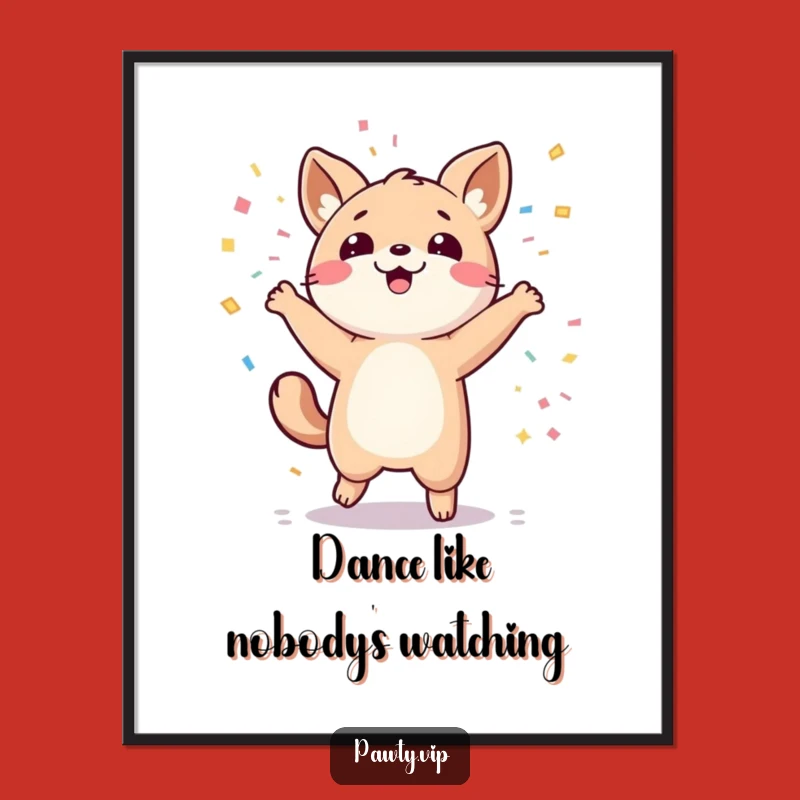 Funny Free Printable Wall Art: Kawaii Dancing Confetti Party!