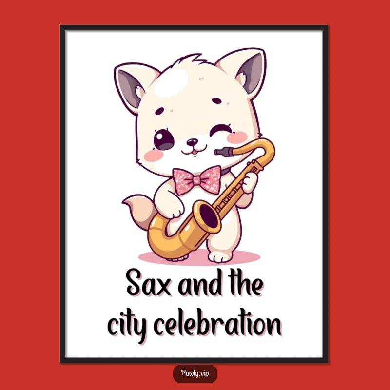 Funny Free Printable Wall Art: Kawaii Saxophone Smooth Vibes!