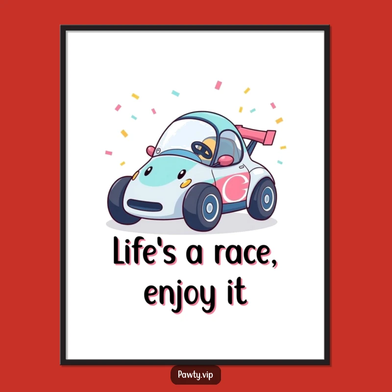 Funny Free Printable Wall Art Race Car Confetti Downloadable Decor Gift