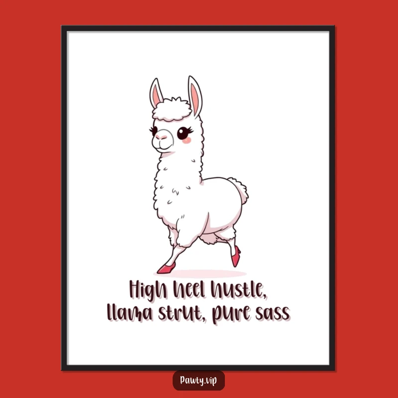 Free Printable Llama Wall Art: Chic High Heels Strutting Style