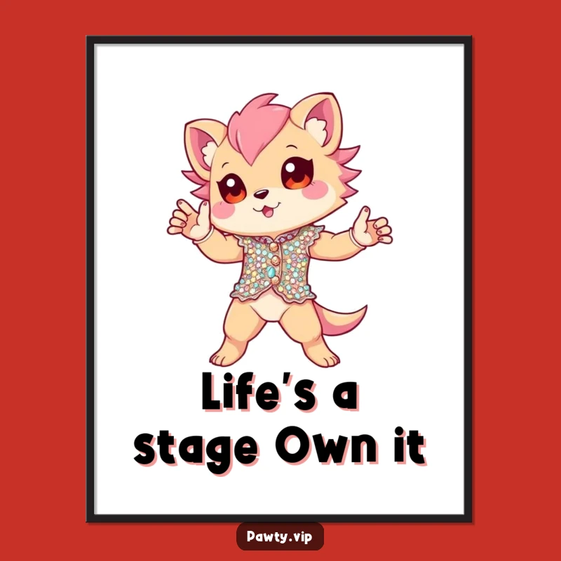 Free Printable Wall Art: Funny Sequin Creature Dramatic Pose for DIY Home Decor Download