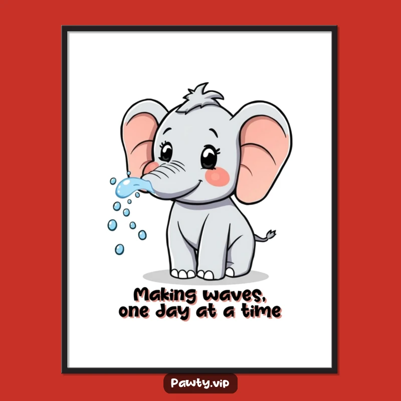 Funny Free Printable Wall Art: Elephant's Sparkling Water Shower Downloadable Decor