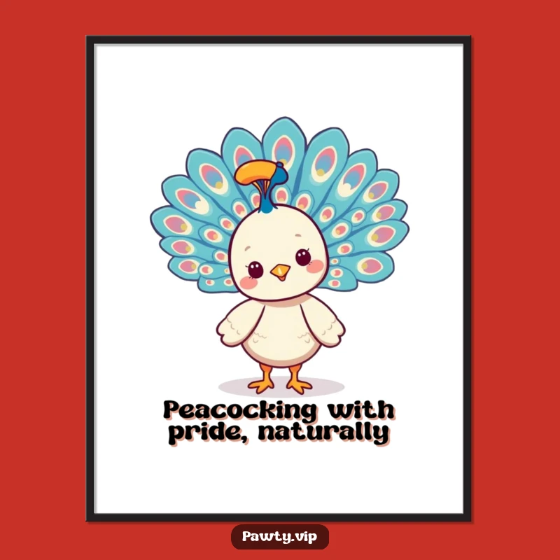 Free Printable Wall Art: Kawaii Peacock's Vibrant Display for a Hilarious Room Downloadable!