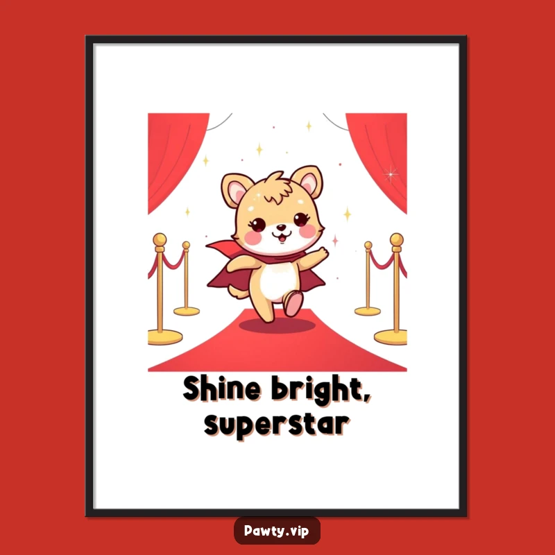 Free Printable Wall Art: Sparkly Cape Animal Star - Funny Downloadable Art for a Glam Space