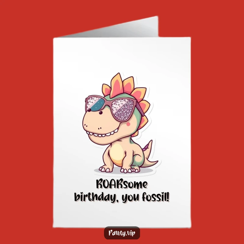Free Printable Birthday Card Dinosaur Sequined Sunglasses Funny Downloadable Gift