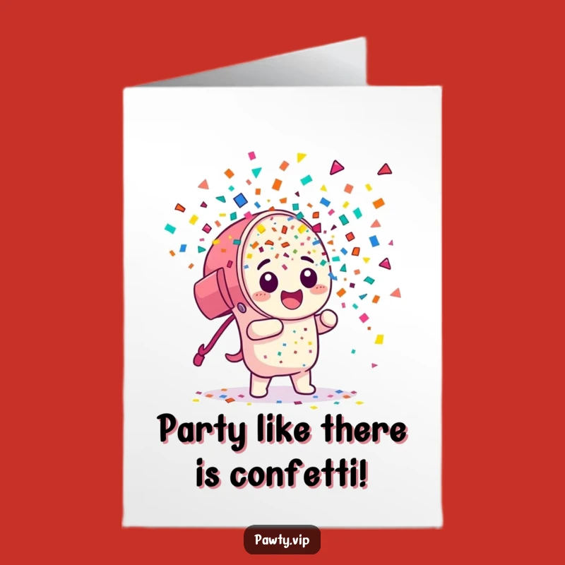 Free Printable Birthday Card: Funny Confetti Cannon Character Explosion - Instant Download Gift!