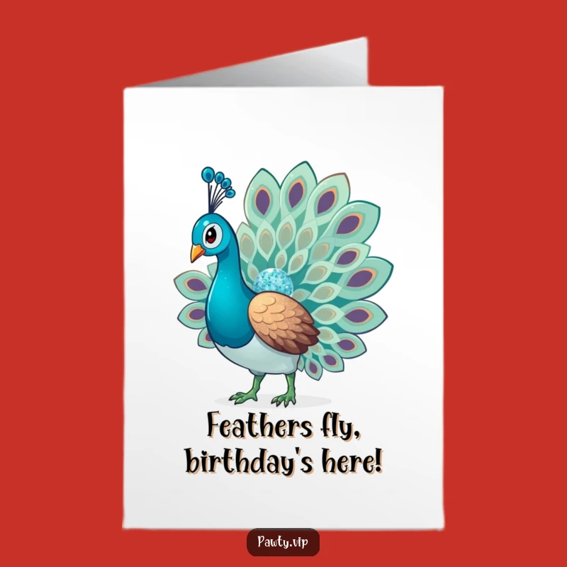 Free Printable Birthday Card: Glamorous Glitter Peacock Spread Your Wings Funny Downloadable Gift