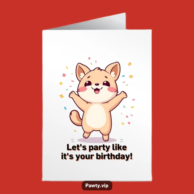 Free Printable Birthday Card: Kawaii Animal Party Dance!