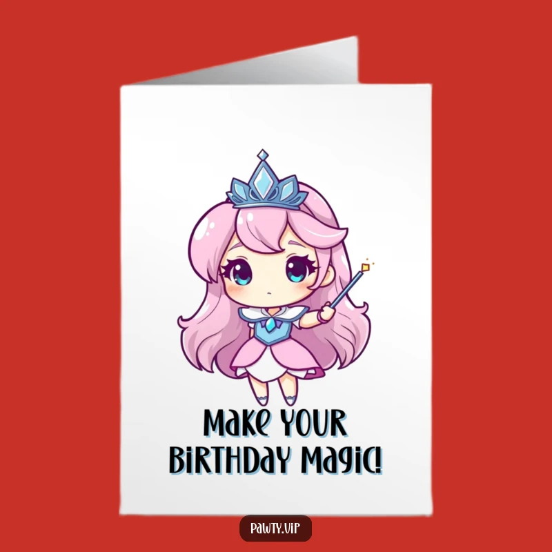 Free Printable Birthday Card: Magical Tiara Character, Funny Wish Come True, DIY Downloadable Gift!