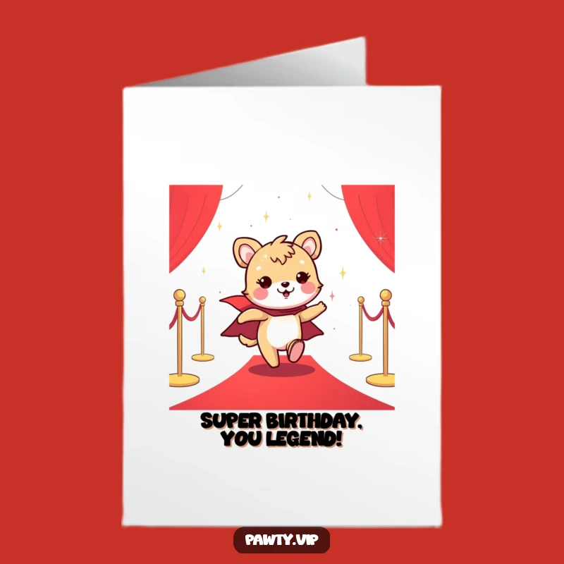 Free Printable Birthday Card: Sparkly Cape Animal Star - Funny Downloadable Gift for a Celeb