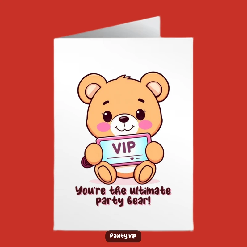 Free Printable Birthday Card: VIP Teddy Bear Card for a Star-Studded Celebration