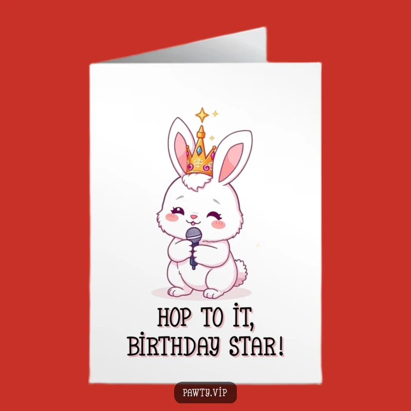 Free Printable Bunny Birthday Card: Star Bunny, Perfect Funny Downloadable Gift!