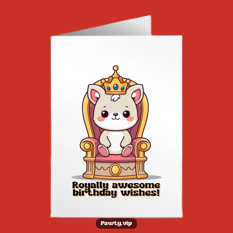 Free Printable Royal Birthday Card: Cute Crowned Animal King - Funny Downloadable Gift