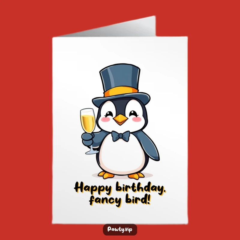 Free Printable Birthday Card: Bubbly Penguin Cheers - Funny Downloadable Celebration Gift!