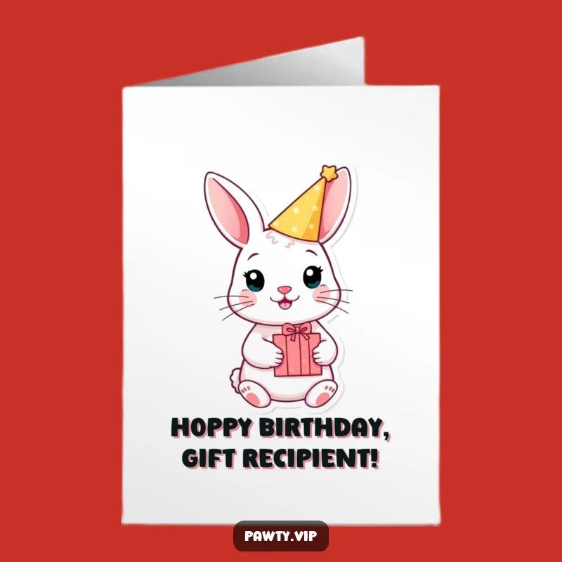 Free Printable Birthday Card: Funny Rabbit Party Gift Downloadable Gift