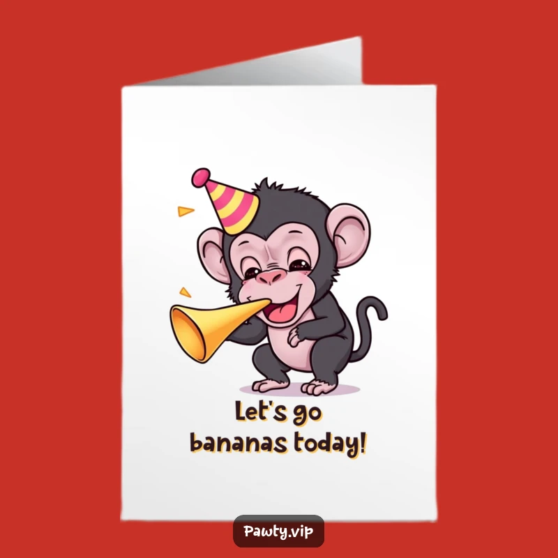 Free Printable Birthday Card: Kawaii Chimp Blows Up Fun with Hilarious Exuberant Downloadable!
